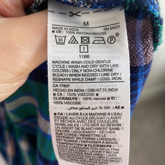 Long sleeved blue and green plaid shirt dress - Picture 4 of 4